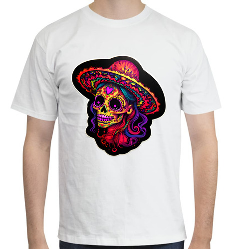 Playera Catrina Con Sombrero - Psicodélica - Día De Muertos