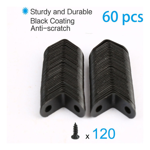 60 Soportes Angular En Forma L Para Muebles 12x12mm Negro