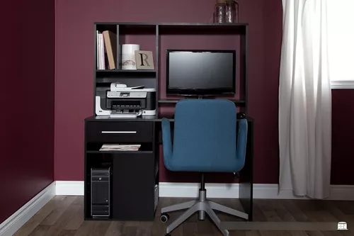 South Shore Escritorio estrecho para computadora de oficina en casa con  gabinete, blanco puro