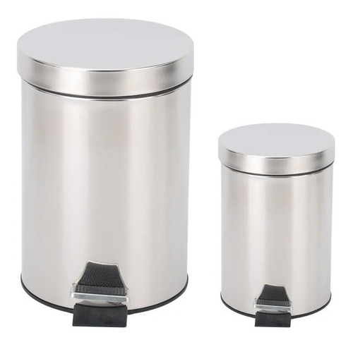 Set De 2 Tachos De Basura De Acero Inox De 3 L Y 12 L