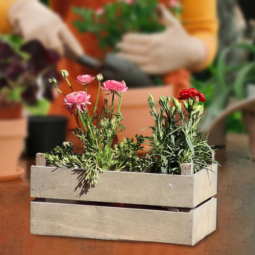 Maceta Rústica De Madera Para Verdes, Caja Decorativa