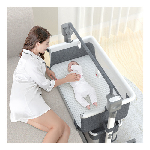 Cuna Mecedora Eléctrica Con Bluetooth Color Gris