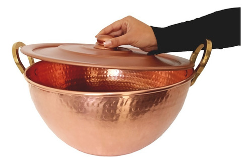 Tacho De Cobre Puro Com Tampa Cobreada 18 Litros