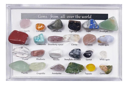 Colección De 24 Minerales De Roca Y Caja De Colección