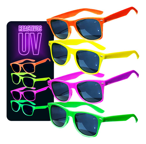 Anteojos De Sol Fluo X 10 Lentes Fluor Cotillon Carioca