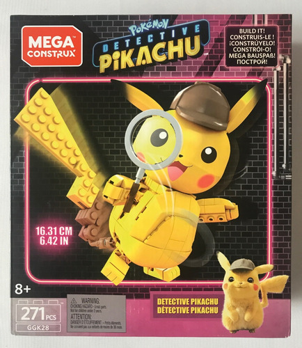Detective Pikachu Mega Construx Ggk28 271pz Pokemon 16.3cm 271 (Usado)