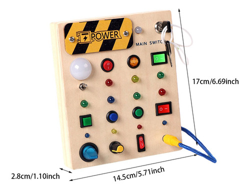 Tablero Sensorial Con Luces Led, De Madera, Juguete A