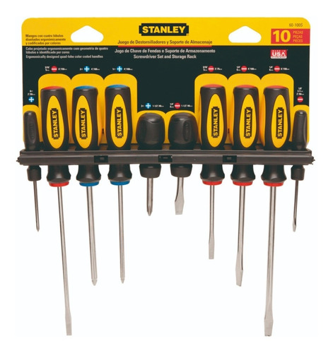 Juego Destornilladores Stanley 60100 10 Pzs 6pl Y 4ph C/sopo