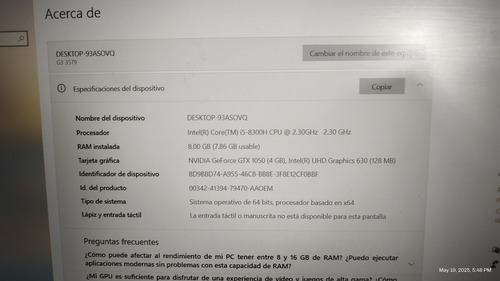 Laptop Dell G3 3579 15.6 - 1tb Hdd - Intel I5 - Como Nueva (Usado)