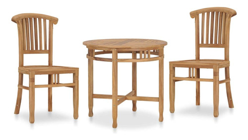 Vidaxl Juego De Comedor De Madera Maciza De Teca Para Patio.