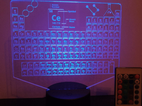 Lampara Led 3d Tabla Periodica De Los Elementos C/control