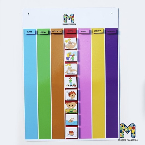 Agenda Visual Pictogramas Autismo Placa + 39 Pictos + 7 Días