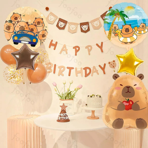 14 Unidades Dibujos Animados Anime Tema Capibara Cumpleaños Decoración Capybara Happy Decoration Cosas De Capybara, Para Niños, Cumpleaños, Fiestas, Bodas, Festivales, Globos