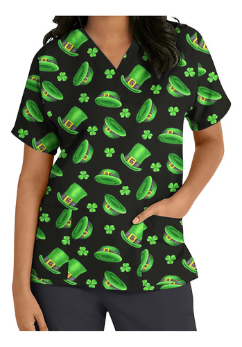 Camiseta P Para Mujer, Manga Corta, Cuello En V, Uniforme De