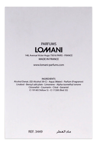 Perfume Lomani Paradise Eau De Parfum, 100 ml, para mujer