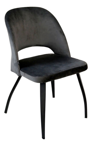 Silla Para Comedor Pana Gris Oscuro Lotus Pata Negra Color de la estructura de la silla Negro