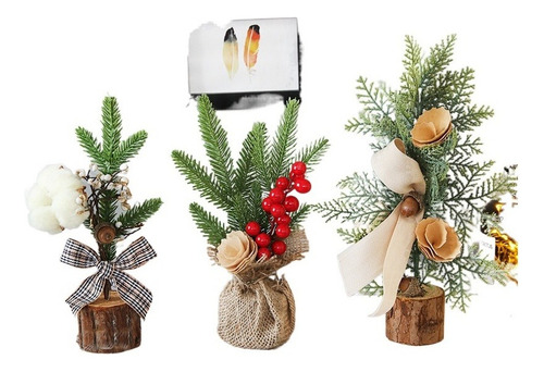 3pcs Pequeños Árboles De Navidad, Escritorio Para Navidad