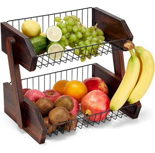 Cesta De Frutas Para Cocina, Frutero De 2 Niveles, Organizad