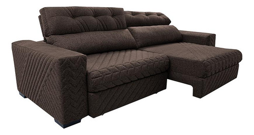 Sofá Retrátil E Reclinável 2,95m Cama Inbox Style. Linho Cor Marrom