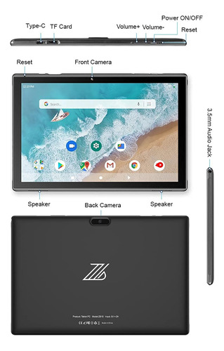 Tablet Pc Android 10.1 Pulgadas 32 Gb 4 Núcleos Wifi Bluetoo Gris