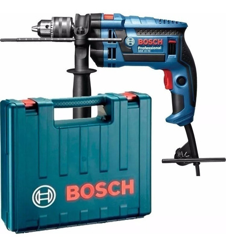 Taladro percutor atornillador eléctrico de 13mm Bosch GSB 16 RE 750W + accesorio con maletín de transporte 220V