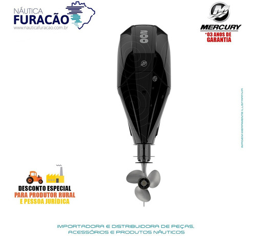 Motor De Popa Mercury 4t 200hp L 3.4l Efi V6 Mecânico Preto
