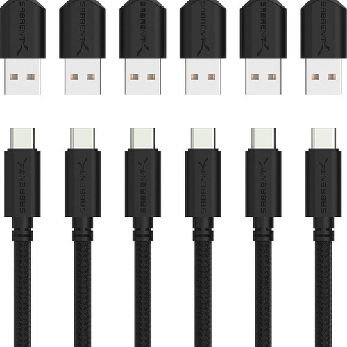 Sabrent  6-pack  22 awg Premium 6 ft Usb-c A Usb A 2.0 sy