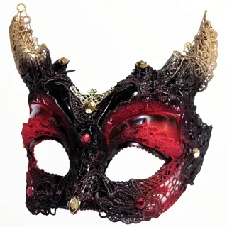 Antifaz Diabla Disfraz Para Fiesta Color Rojo Con Negro