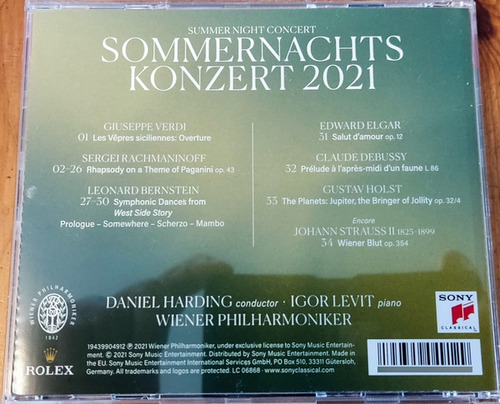 Cd Sommernachts Konzert 2021 (wiener Philharmoniker) Estándar
