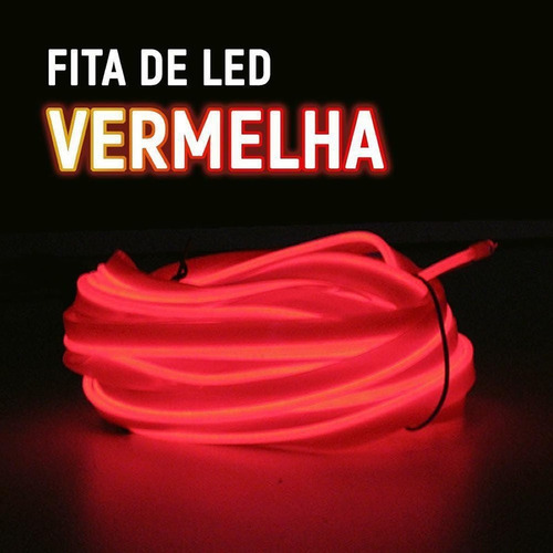 Imagem 4 de 4 de Fita Led Neon Decorativa Automotiva 12v 3 Metros Vermelha