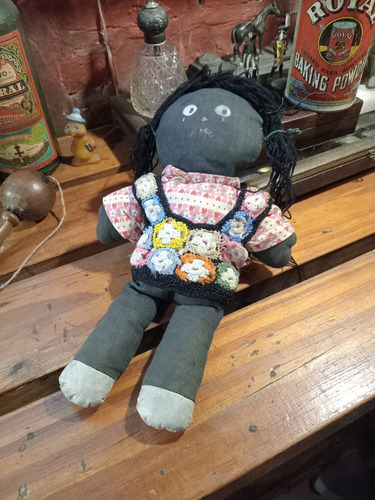 Antigua Muñeca Negra De Tela (coleccion - Decoracion) (Usado)