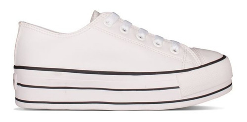 Imagem 2 de 4 de Tênis Feminino Caprichoshoes Plataforma Branco Com Preto