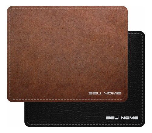 Mouse Pad De Couro Personalizado Com Seu Nome Setup Office Marrom Personalizado