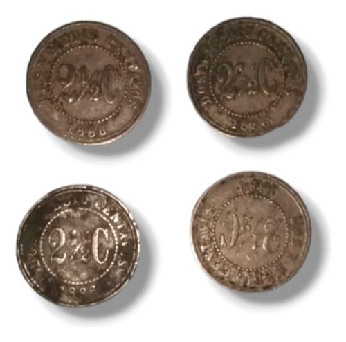 Monedas Colombianas De 2 Y Medios Centavos. 1886