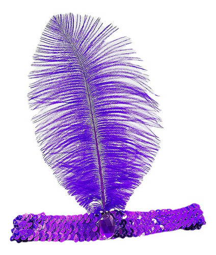 White - All Yards - Ostrich Feather Headband With Sequins
