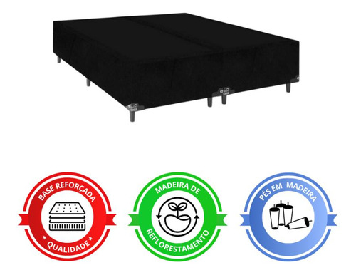 Cama Box Queen Bipartido + Colchão D33 One Face- Suede Preto