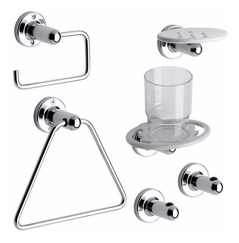 Combo Juego Accesorios Fv Allegro 6 Piezas Baño Metálico Ahora 12 Y 18