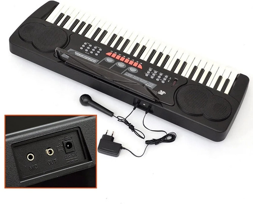 Teclado Elton 4 Octavas Mk 632 Microfono Color Negro