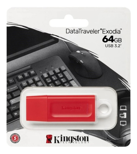 Pendrive Kingston 64gb Datatraveler Exodia U2g64 Red