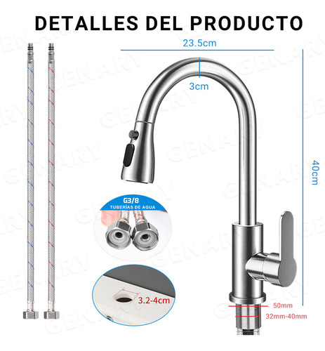 Llave Mezcladora De Fregadero Grifo Cocina Tarja Inoxidable