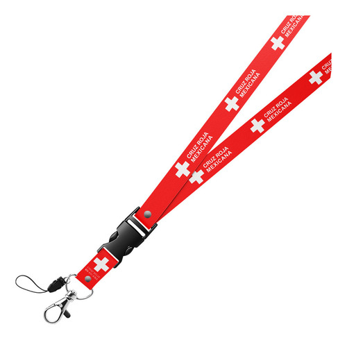 Porta Gafete Lanyard Cruz Roja Portagafete Portacredencial Rojo