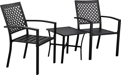 Zotorun 3 Piece Iron Bistro Set Patio Outdoor Furniture 2 L.