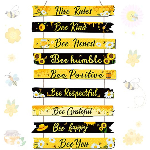 Bee Sign Hive Rules Bee Decoración De Pared Placa Abej...