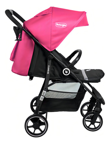 Coche Travel System Kansas Gris Bebeglo Color Fucsia Chasis Negro Fucsia