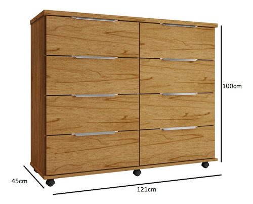 Cômoda 8 Gavetas Athenas Cor Cedro - Rud Rack