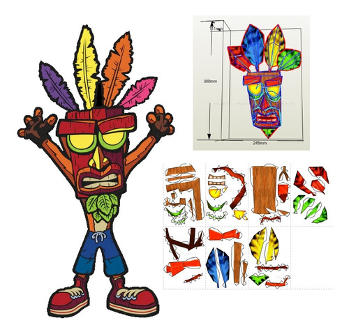 Crash Aku Aku Mascara Papercraft