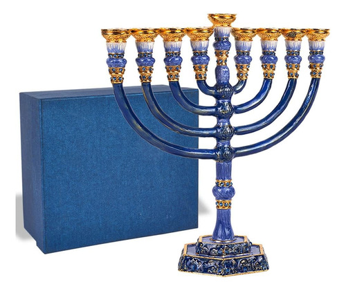 Menorá De Hanukkah De Peso Sólido Estilo Templo Zion Judaica