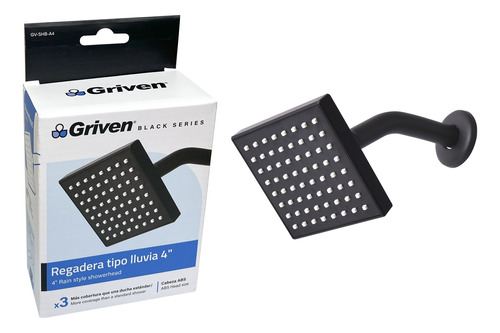 Regadera Ducha Cuadrada 4 PuLG Griven Con Tubo 