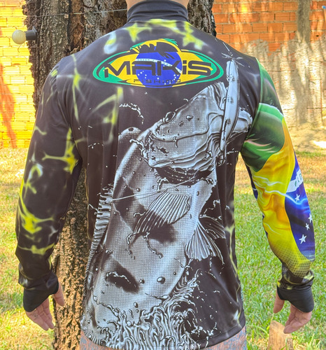 Camisa Esportiva Gola Com Ziper Manga Luva Ordem E Progresso