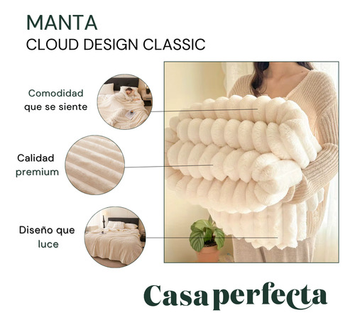 Manta Invierno Abrigada Cubre Cama Casa Perfecta Beige